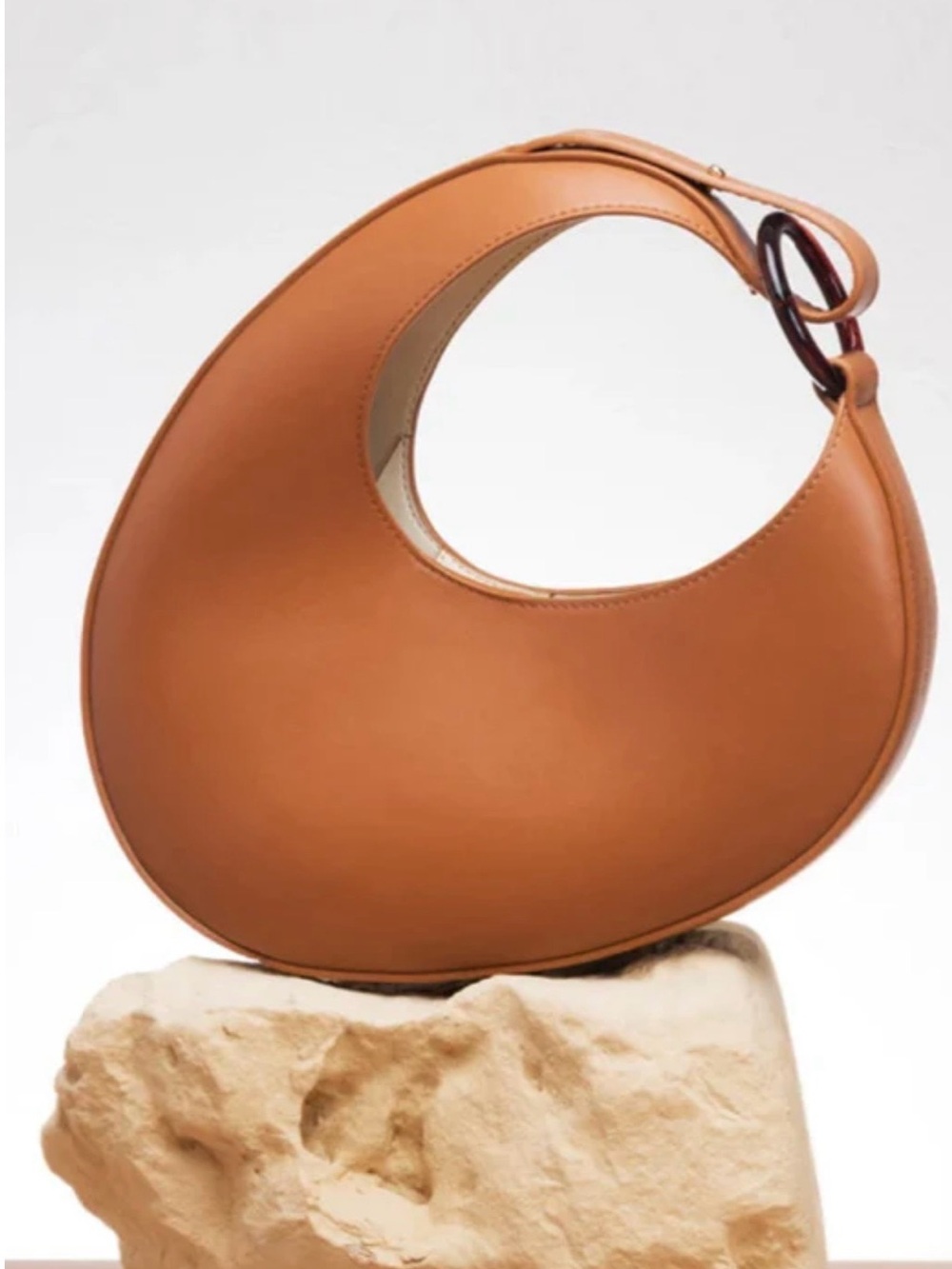 New Resin Ring Geometric Faux Leather Shoulder Bag Purse